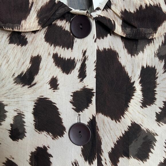 Laura Ashely Size 1X Sheer Animal Print Jacket Retro Style Summer Safari - Picture 5 of 11